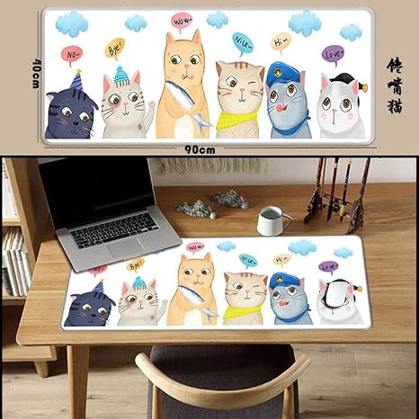 Amazon Co Jp 大型マウスパッドかわいいゲーミングゲーミングマウスパッドテーブルマットパッドコンピューター 300x 600 X 3mm Gluttonous Cat ホーム キッチン