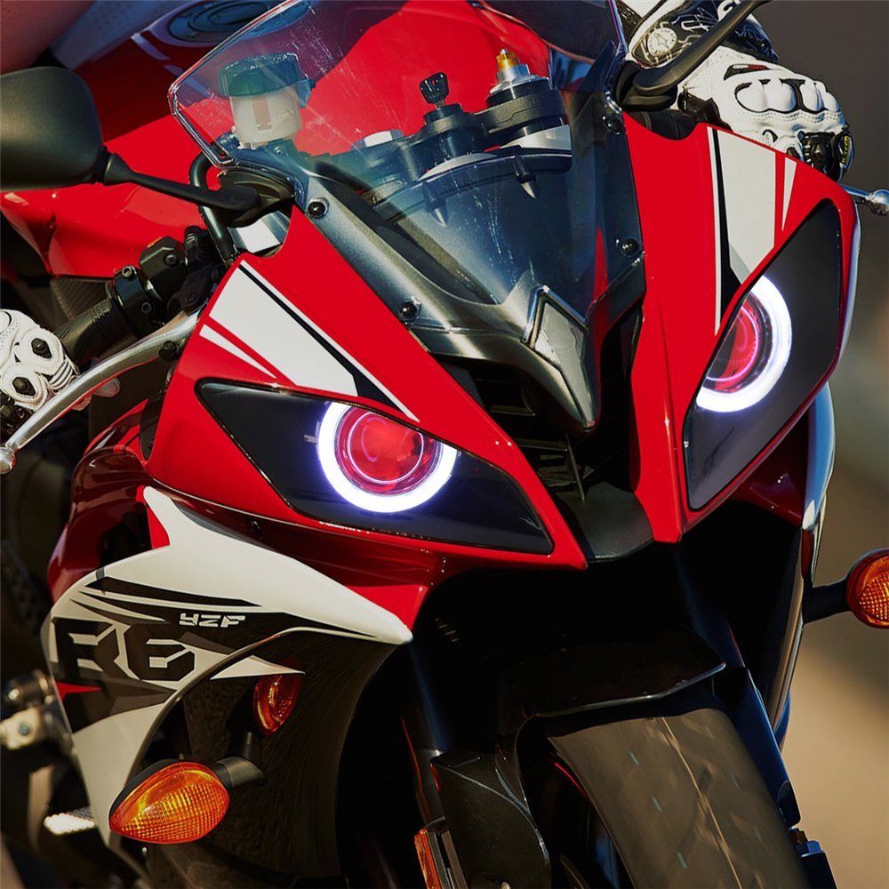 Amazon.com: KT Tailor-Made HID Projector Kit HP4 for Yamaha R6 2006-2016  Red Demon Eye: Automotive