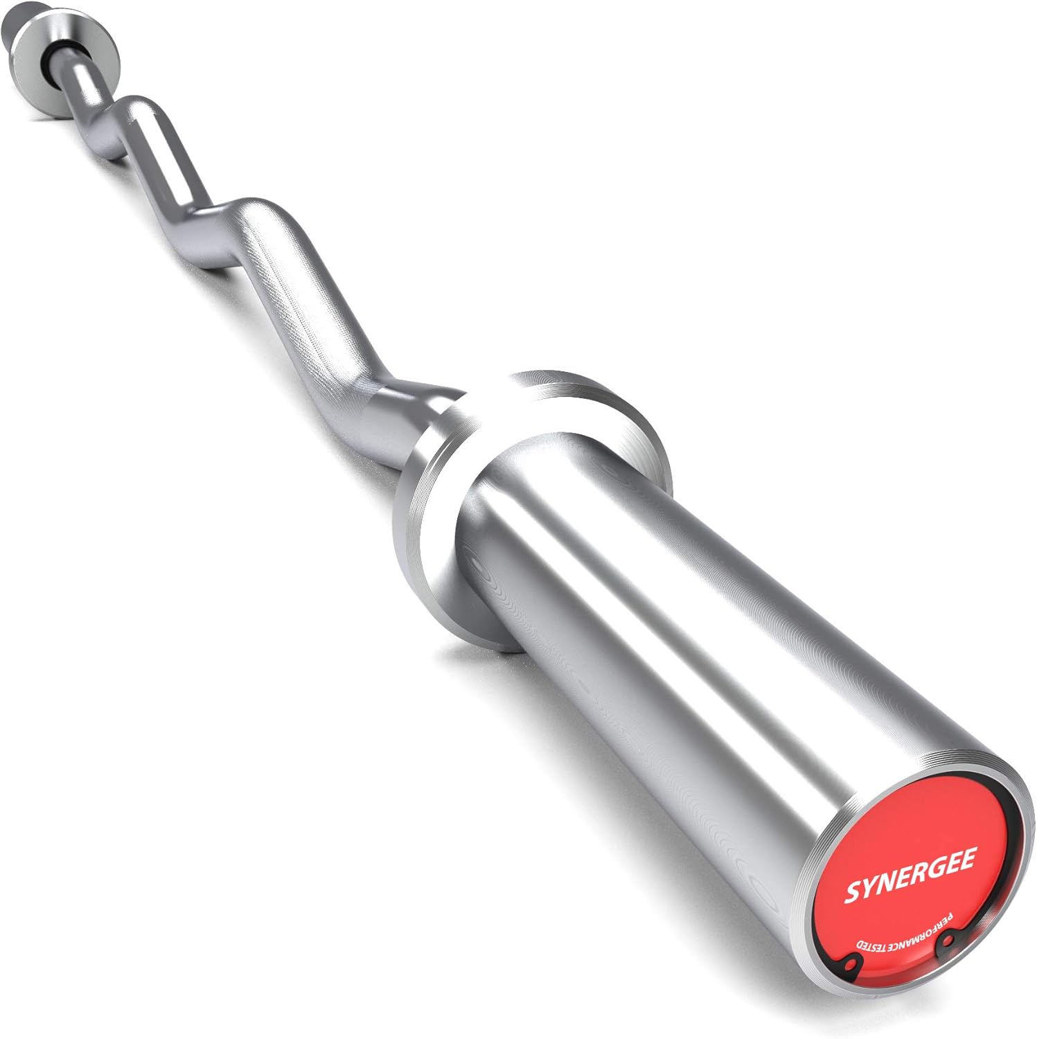 Synergee Commercial EZ Curl Olympic Bar Chrome with Powder Coated Brass Bushings Excellent for Bicep Curls and Triceps Extensions : Sports & Outdoors