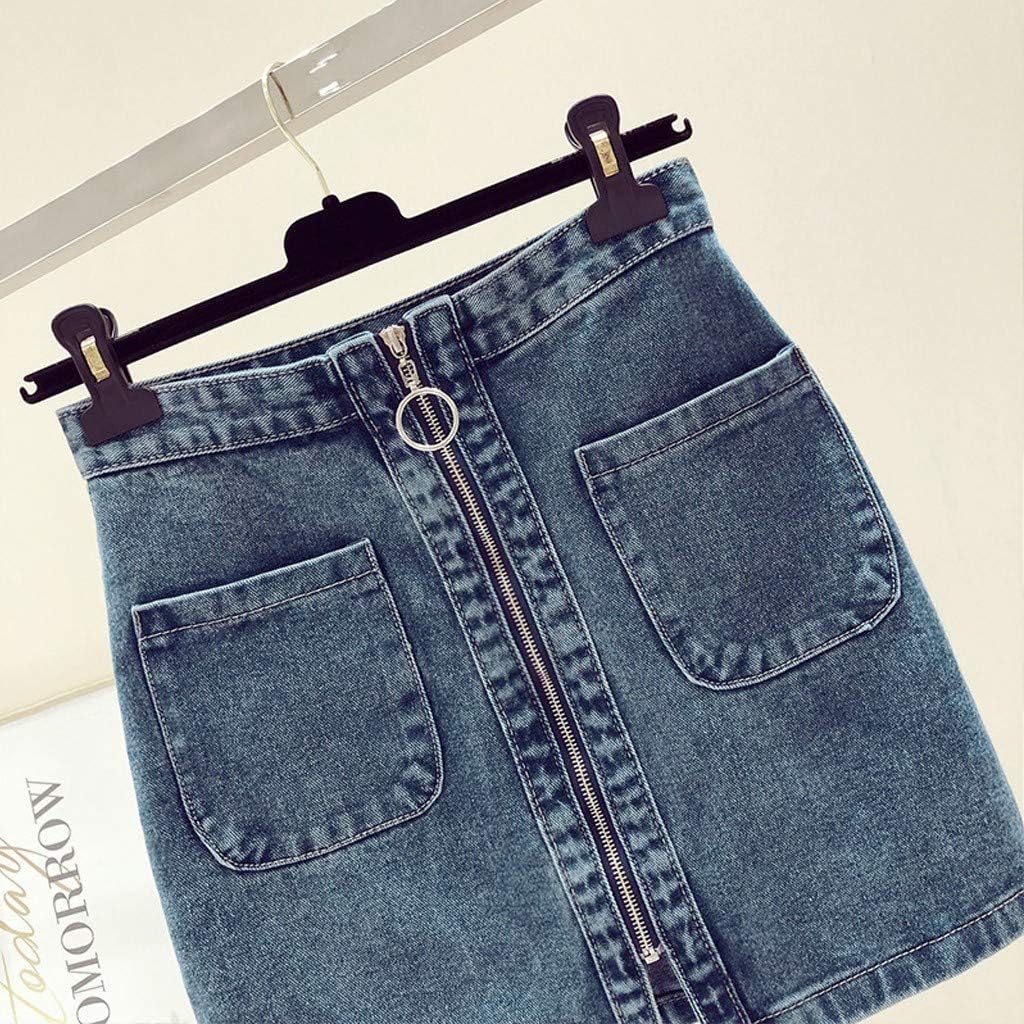 Italily Donne Blu Casuale Jeans Gonna,Made Minigonna di Jeans Minigonna di Jeans Denim Alta qualit/&agrave; Anteriore personalit/&agrave; Gonna Jeans Buco Estate Pulsante Mini Vintage Gonna
