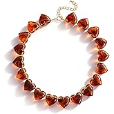 YUJIE Amber Acrylic Heart Choker Necklace for Women Vintage Punk Chunky Necklace Trendy Fashion Accessory