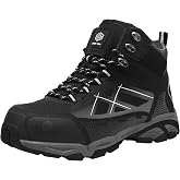 LARNMERN Steel Toe Boots Men Comfortable Work Safety Shoes Hiking Sneakers | Comfortable Outdoor Industrial Construction Non Slip Puncture Proof Mid Top Tactical