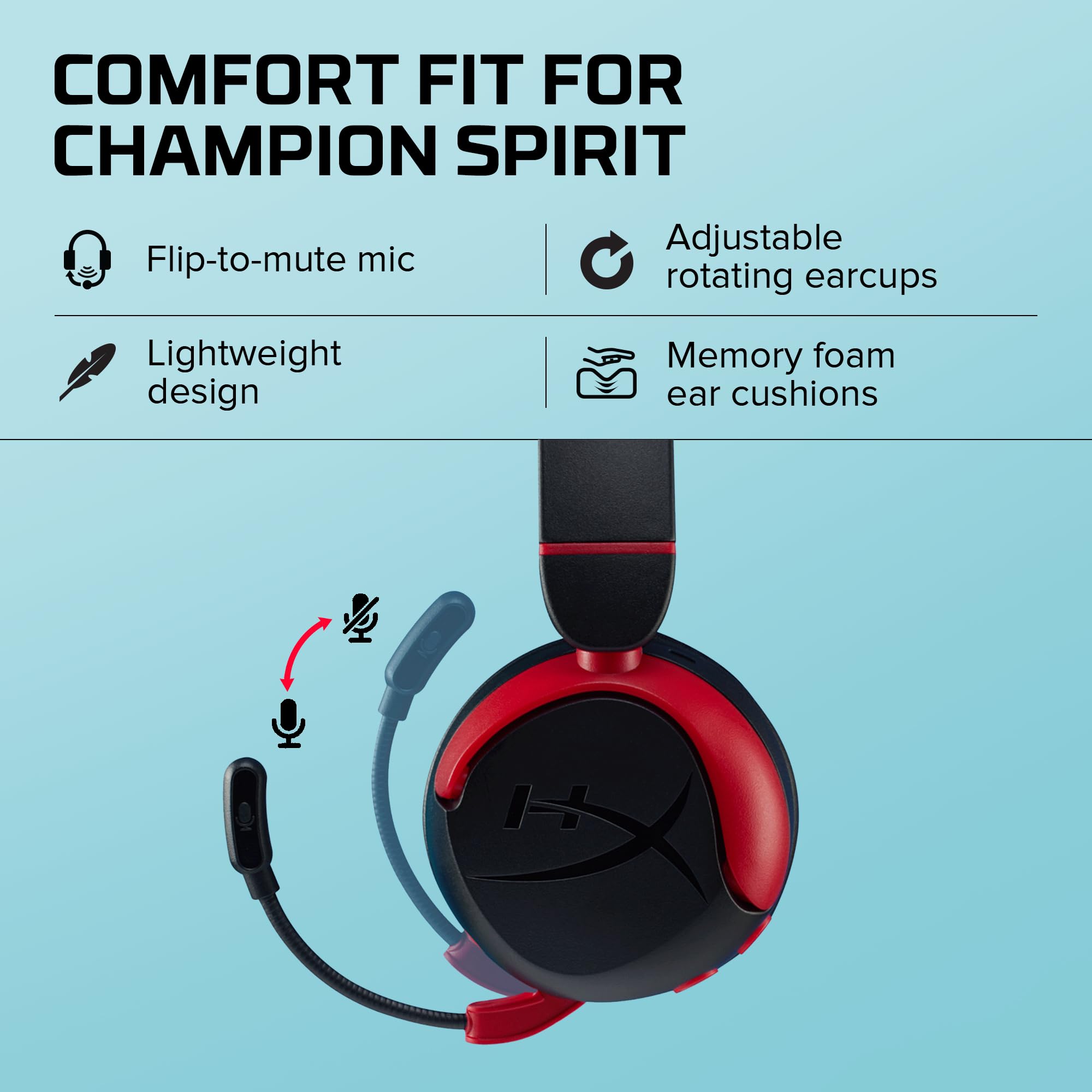 HyperX CloudX Stinger 2 Core - Gaming Headset for Xbox, Lightweight Over-Ear headsets with mic, Swivel-to-Mute Function, 40mm Drivers - Black