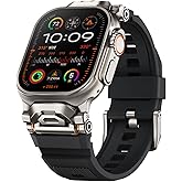Rugged Bands Compatible for Apple Watch Ultra 3/Ultra 2/Ultra Band 49mm 46mm 45mm 44mm 42mm, Silicone Sport Strap with Durable Stainless Steel Connector for iWatch Series 11 10 9 8 7 6 5 4 3 SE Ultra