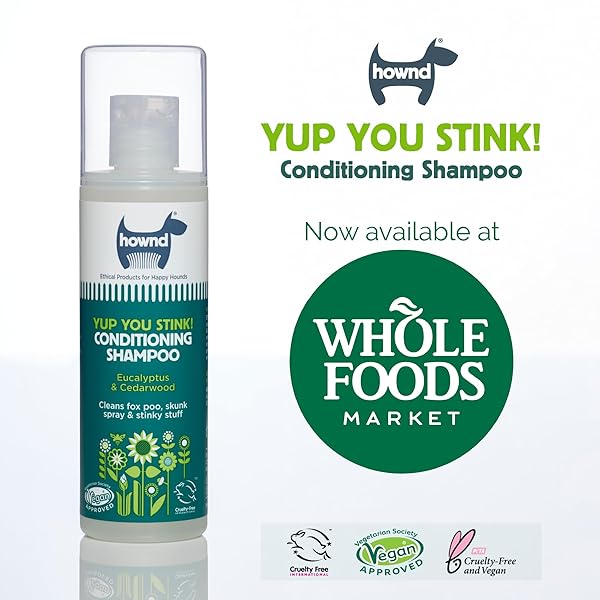 HOWND YUP YOU STINK ODOR DEODORIZING & DEEP CLEAN 2-IN-1 DOG SHAMPOO AND CONDITIONER – HYPOALLERGENIC, VEGAN, PH-BALANCED, ODOR CONTROL FOR SMELLY, ITCHY DOGS – CEDARWOOD AND EUCALYPTUS