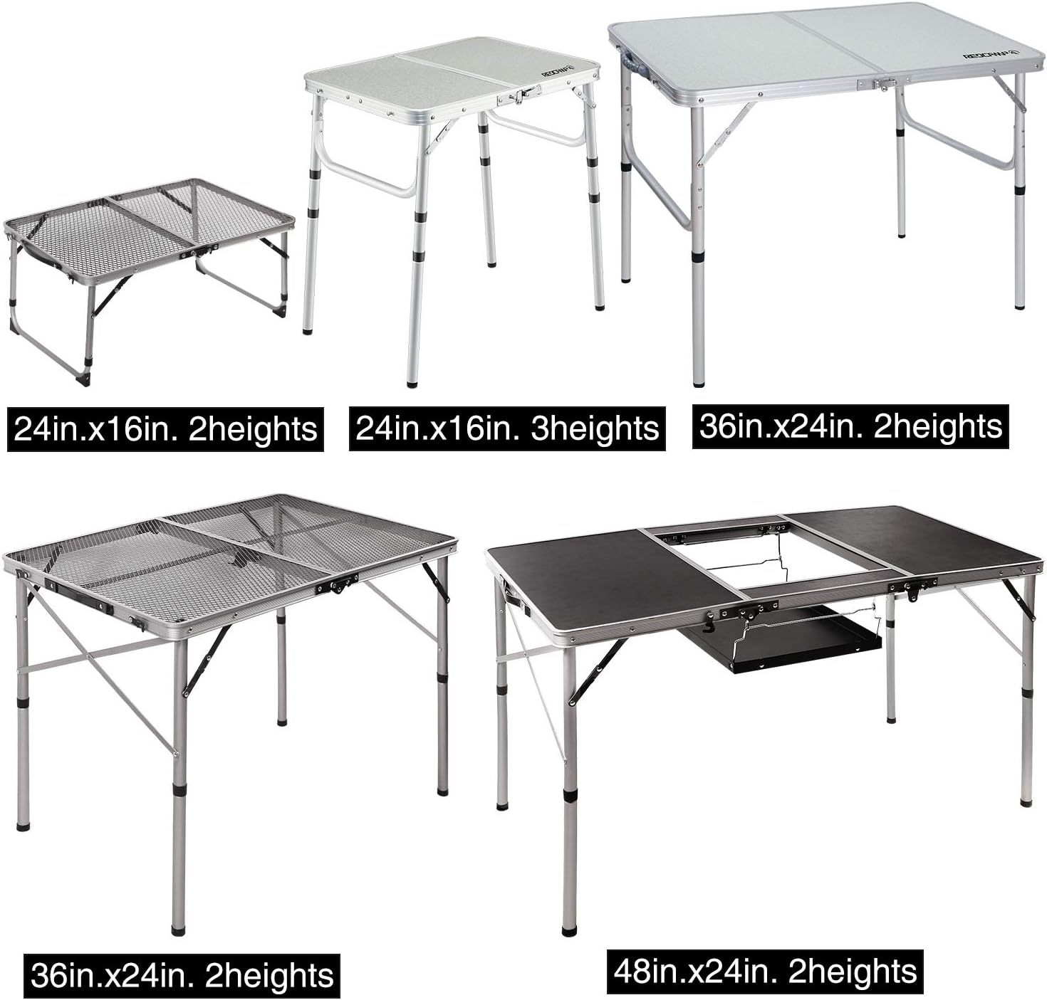 REDCAMP Aluminum Folding Grill Table for Camping, Adjustable Height Lightweight Portable Outdoor Grill Stand Table for Outside Picnic BBQ Beach, Sliver 36x24 : Sports & Outdoors