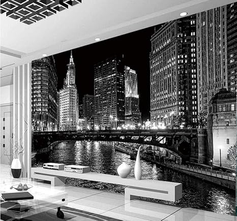 Amazon Mzznz カスタム3d壁画壁紙白黒都市夜景壁画リビングルームテレビ背景壁現代シンプル 280x0cm 壁紙 Amazon Mzznz カスタム3d壁画壁紙白黒都市夜景壁画リビングルームテレビ背景壁現代シンプル 280x0cm 壁紙