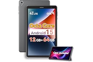Topsand 8 Inch Android 15 Tablet with Sim Card Slot Uncloked Cellular Tablet Phone with 4G LTE Octa Core 12GB RAM 64GB ROM 2T