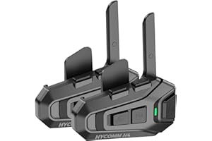 HYCOMM H4 Motorcycle Helmet Bluetooth Headset, Dual-Chip Bluetooth 5.1, 4-Way Intercom,Audio Multitasking, 35H Talk Time, Adv