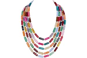 Firstmeet Multicolor Chunky Beads Necklace Acrylic Multi Layered Jewelry Statement Necklace Handmade Strand