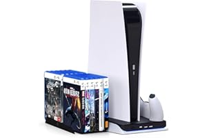 HONCAM PS5 Controller Charging Station for Playstation 5 Console,PS5 Cooling Station for PS5 Digital & Disc Editions Consoles,PS5 Charging Station Vertical Stand with 12 Game Slots