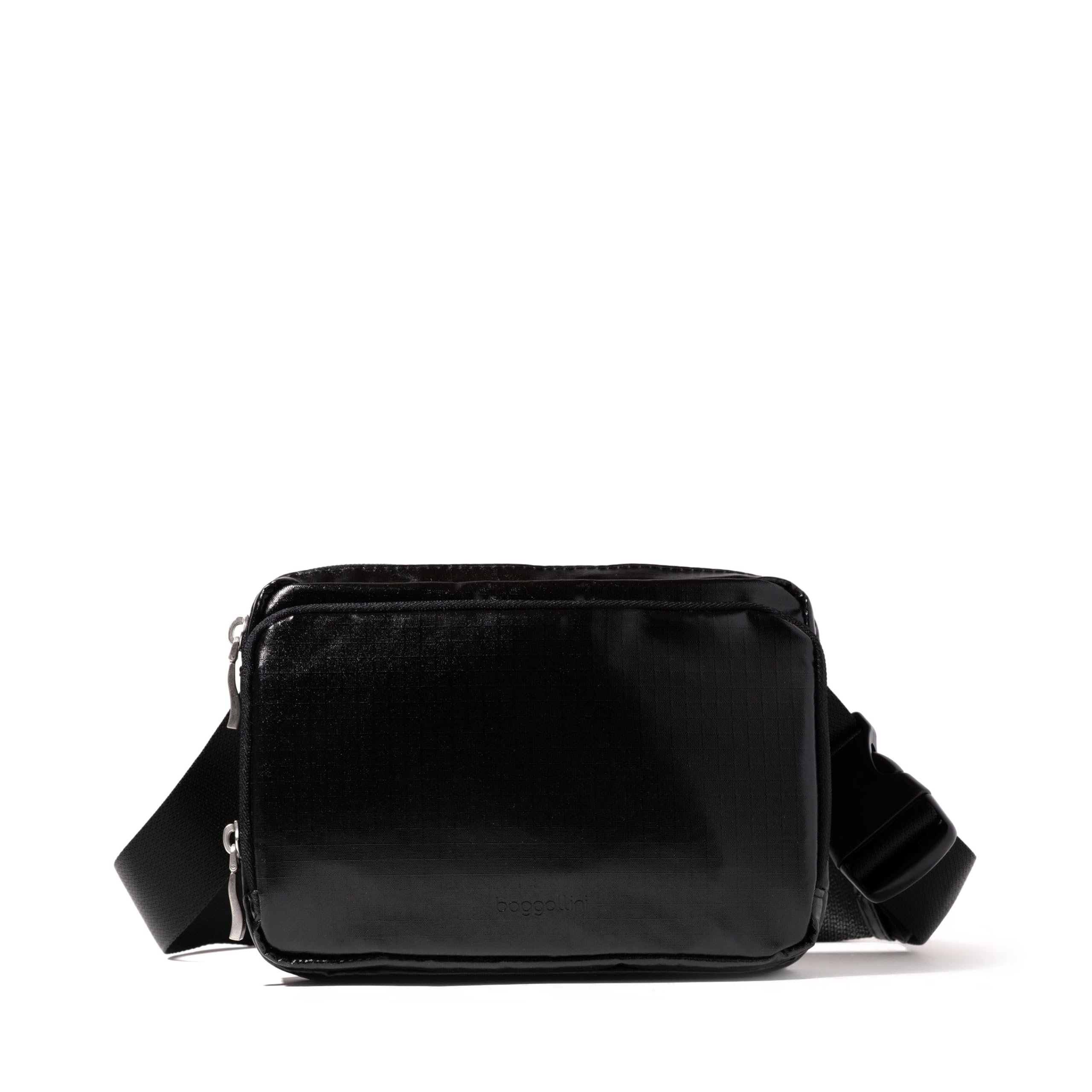 Baggallini Modern Belt Bag Sling, Black Gloss Ripstop