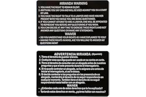 SANFILAND 5PCS Spanish and English Miranda Warning Card for Law Enforcement, Police, Metal Miranda Rights Card, Black Privilege (5PCS)