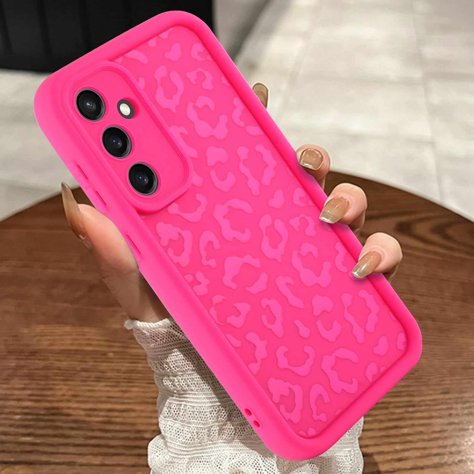 MOWIME Compatible with Samsung Galaxy S23 FE Case, Cheetah Print Shockproof Soft TPU Protective Cover for Women Girls, Slim Anti Scratch Leopard Case for Galaxy S23 FE 6.4 Inch, Hot Pink