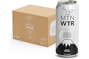 IZUMI MTN WTR MTN WTR Sparkling Spring Water | Made by Mt. Fuji, Japan | Naturally Filtered Sparkling Spring Water in 16oz Recyclable Aluminum Cans (Pack of 12)