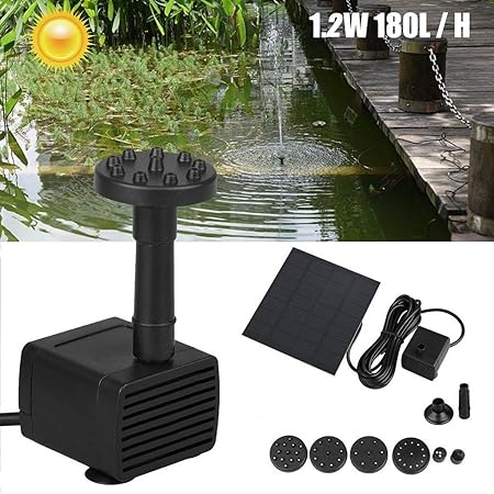 Amazon Com 1 2w Solar Fountain Pump Solar Water Pump For Bird Bath Outdoor Free Standing Solar Panel Kit Water Fountain Water Pump For Garden Pond Pool And Outdoor Black Garden