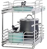 Panacea Grayline 2 Tier Slide-Out Cabinet Helper Basket Storage, Satin Nickel