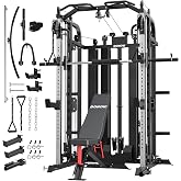 DONOW Smith Machine with Weight Stacks Home Gym System Cable Crossover | Multi Function, All in One, Heavy Duty, Lat Pulldown Bench, Hip Thrust Attachment, Smooth Smith Bar and Cable System