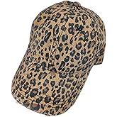 Azyekiny Women Washed Cotton Leopard Baseball Cap Hat Adjustable Dad Peaked Caps Fashion Hats Outdoor Winter Spring Valentine's Day Easter Khaki 2026