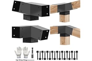VoTwoofv 15 Degree & 75 Degree 3-Way Pergola Bracket kit,4" x 4" (Actual: 3.5" x3.5'') Right Angle Corner Woodwork Brackets for Wood Beam Support for Outdoor Gazebos,Patio Pergolas,Log Cabins - 4Pack
