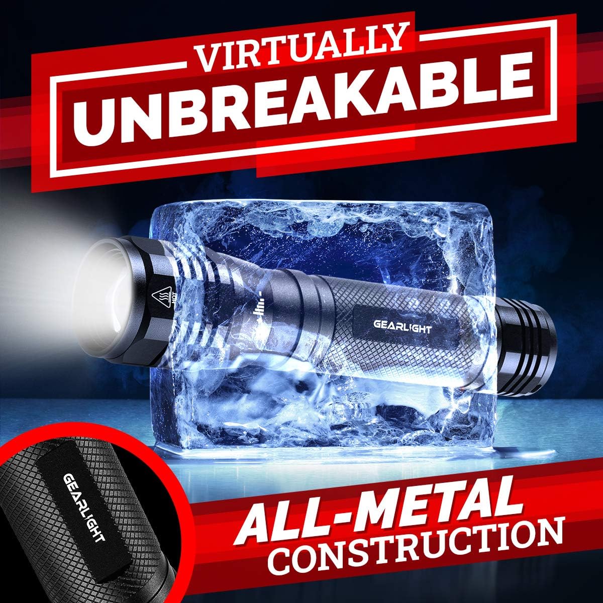 GearLight High Lumens LED Flashlight S2500 - Powerful Patented 1500 Lumen Flashlights, Brightest Tactical Flash Light, Super Bright Camping Accessories and Gear - - 