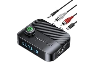 Bluetooth Transmitter for TV to Headphone/Speakers, RCA to Bluetooth Transmitter Receiver with Low Latency/Music Volume Control, AUX Adapter for Stereo Receiver Support USB Flash Drive/TF Card KAIY