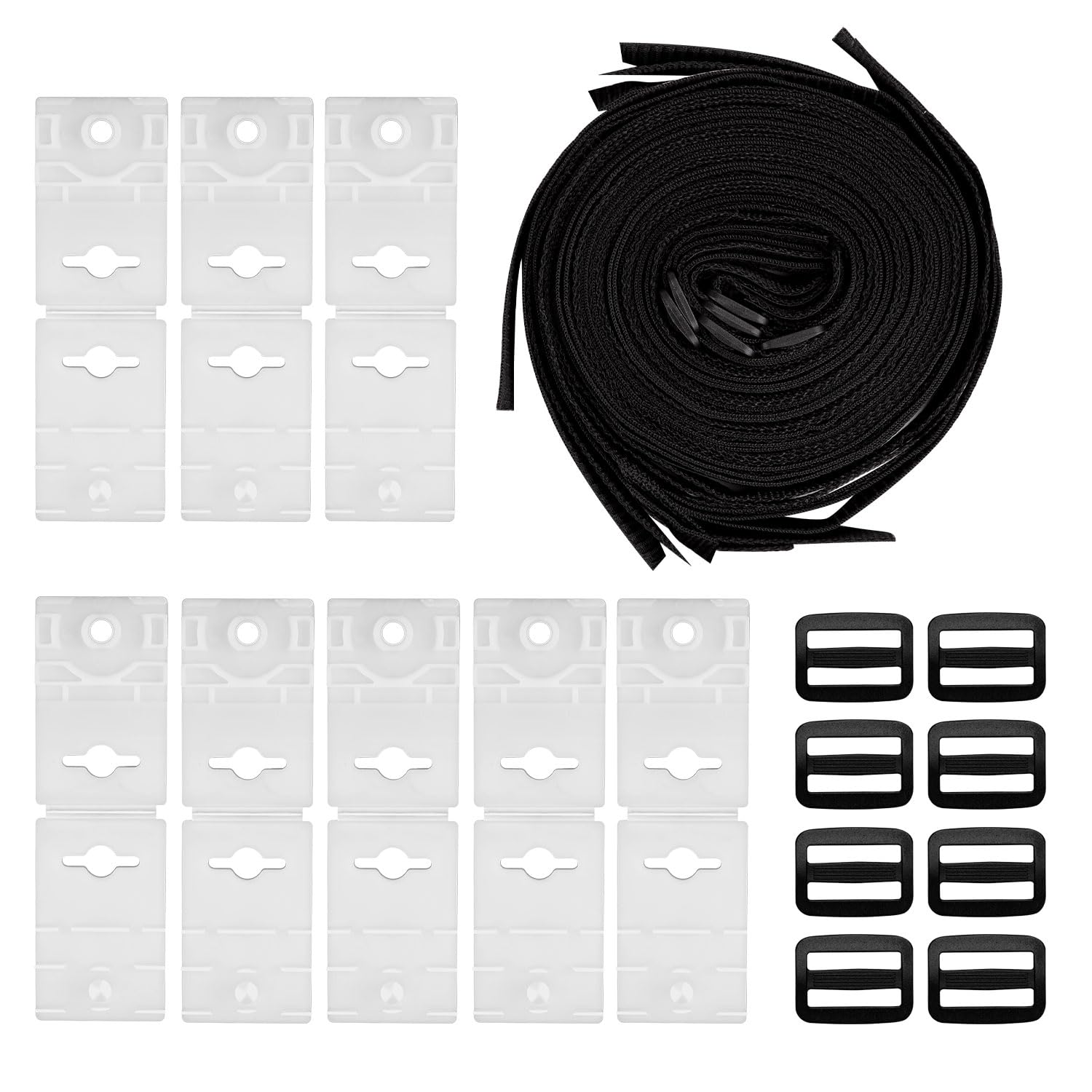 24pcs Solar Cover Reel Attachment Kit for In-Ground Swimming Pool, Including 8pcs Pool Solar Blanket Straps with Fastener Tabs & 8pcs Cord Plates & 8pcs Buckle