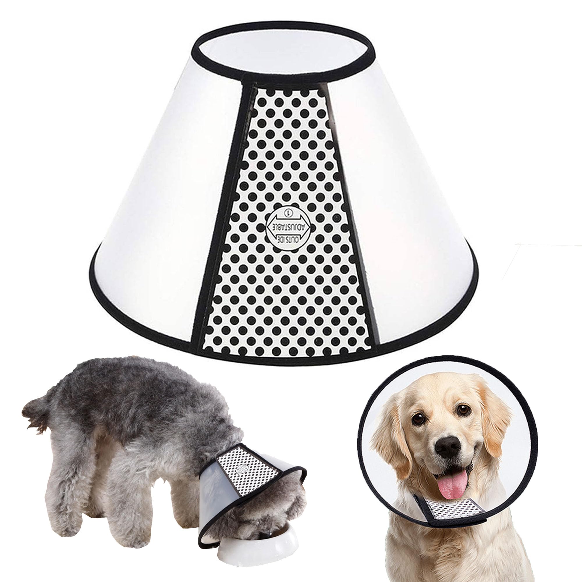 WYFCR Pet Cone Recovery, Large Dog Adjustable Elizabeth Recovery Protective Collar, Anti-Bite Lick Safety Neck Cover, for after Surgery Wound Healing, Trimming Nails, （Neck circumference 33-38cm）