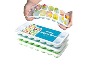 DCLOBTOP Ice Cube Trays for Freezer Ice tray - Easy to Release Silicone Ice Trays with Spill-Resistant Lids, Reusable Ice Cubes,Stackable and BPA-Free, Perfect for Cocktails, Drinks,and Iced Coffee