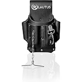 LAUTUS Electrician Full Top Grain Leather Tool Pouch; 5 Pocket Pouch with Electrical Tape Chain; Durable Compartments; Washer Rivets; Includes Metal Tool Clip; Black
