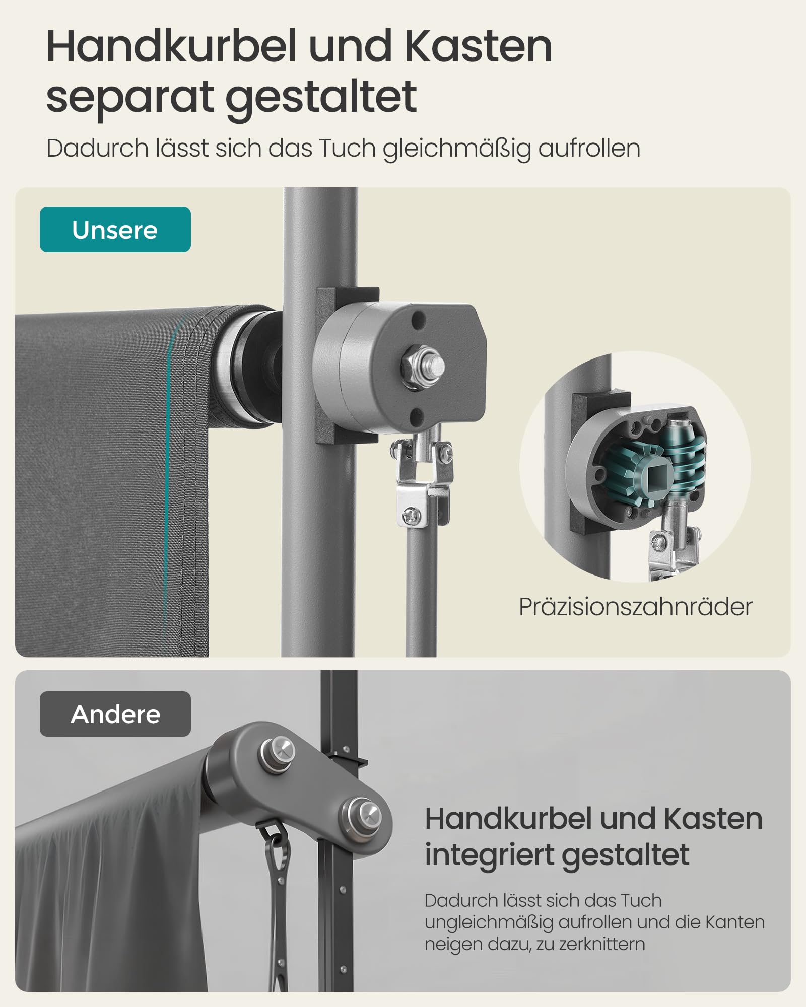SONGMICS Senkrechtmarkise, höhenverstellbar, 120 x (220-300) cm, kein Bohren erforderlich, Vertikalmarkise für Terrasse, Balkon mit Markisenkasten, UPF 50+, Sichtschutz, anthrazitgrau GSA0120G01 4