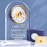 OkiyiD 50th Anniversary Wedding Gift, Anniversary Quartz Clock, Desk Table Clock, 50 Years of Marriage, Golden Wedding for Couple, Parents, Grandparents (50th Anniversary)