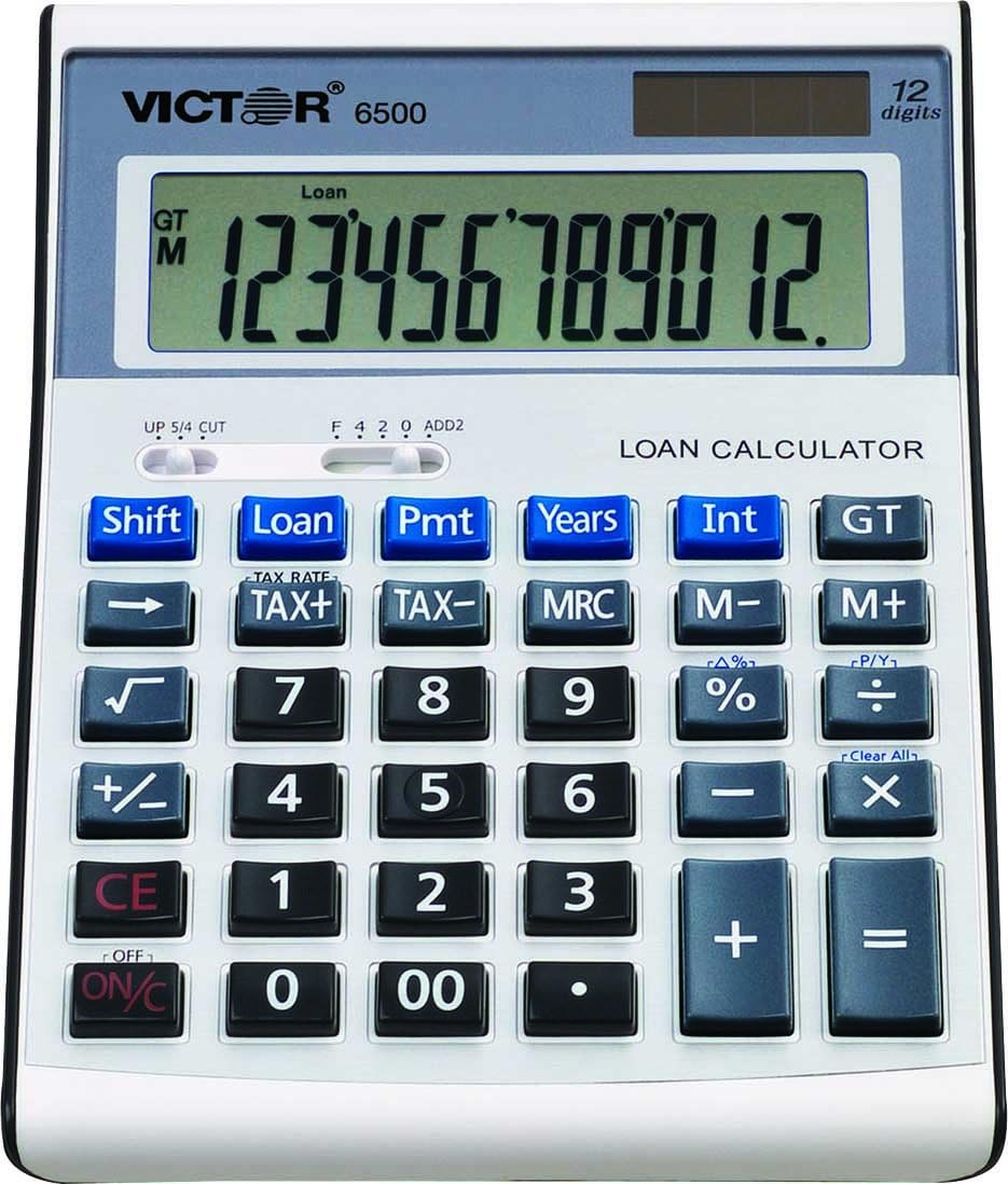 Victor6500 Executive Desktop Loan Calculator, 12-Digit LCD