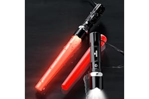 SIMAZO 2 Pack Traffic Wand, 16 Inch LED Traffic Flashlight Wand with 5 Flashing Modes, Orange Traffic Safety Control Baton, Air Marshalling Wand for Parking, Aircraft, Car Directing