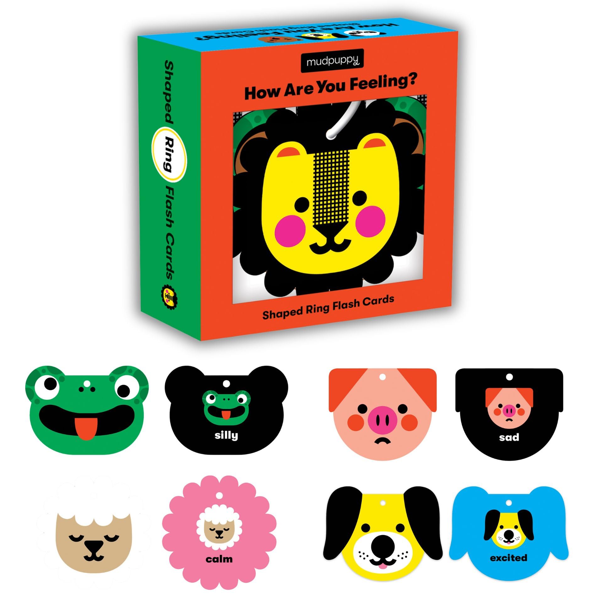 Mudpuppy How Are You Feeling? — Shaped Flashcards 10 Durable Double Sided Animal Emotion Cards And Reclosable Ring With Colorful Art For Ages 1+ Great For Preschool Or Travel For Teachers And Parents
