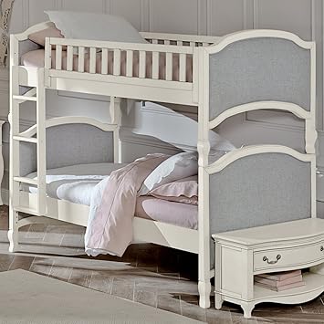 Amazon Com Hillsdale Furniture Ne Kids Kensington Victoria Upholstered Panel Bunk Bed With Trundle Twin Antique White Twin Over Twin Furniture Decor
