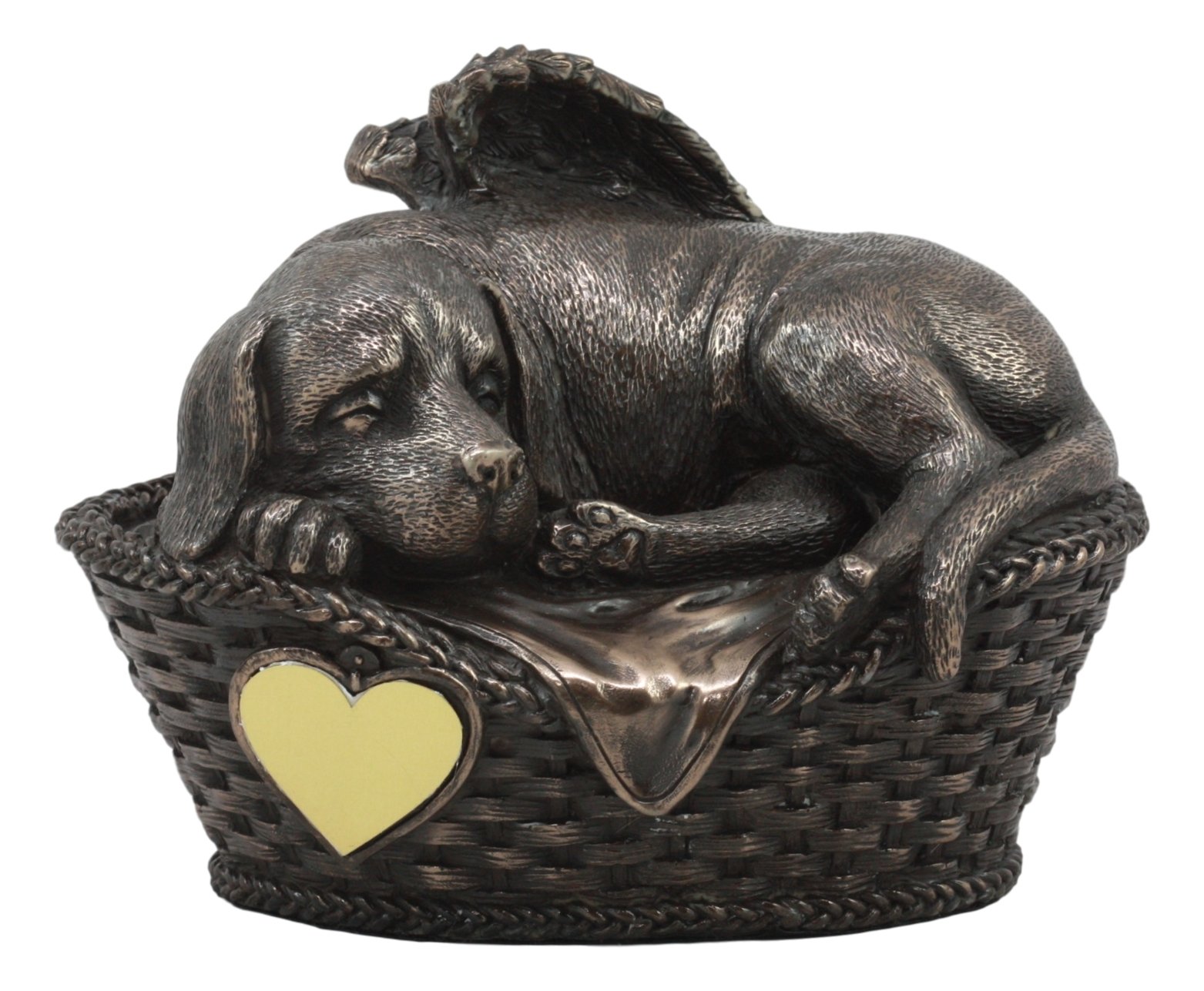 Ebros Heavenly Angel Labrador Dog Sleeping in Wicker Bed Basket Cremation Urn Pet Memorial Statue All Dogs Go to Heaven Inspirational Figurine Labrador Retriever Sculpture