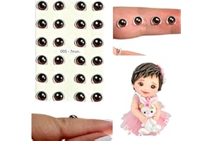 OJITOS ADHESIVOS 3D Realistic 3D Resin Craft Eyes (Fixed) – 7mm Brown (24 Pcs/12 Pairs), Self-Adhesive Eyes for Amigurumi, Doll Making, Polymer Clay, Cold Porcelain, Felt, EVA Foam, Scrapbooking & Crafts