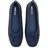 AprCoco Flats for Women Bowknot Ballet Knit Foldable Flat Square Toe Comfort Light Shoes Office Low Top Flats