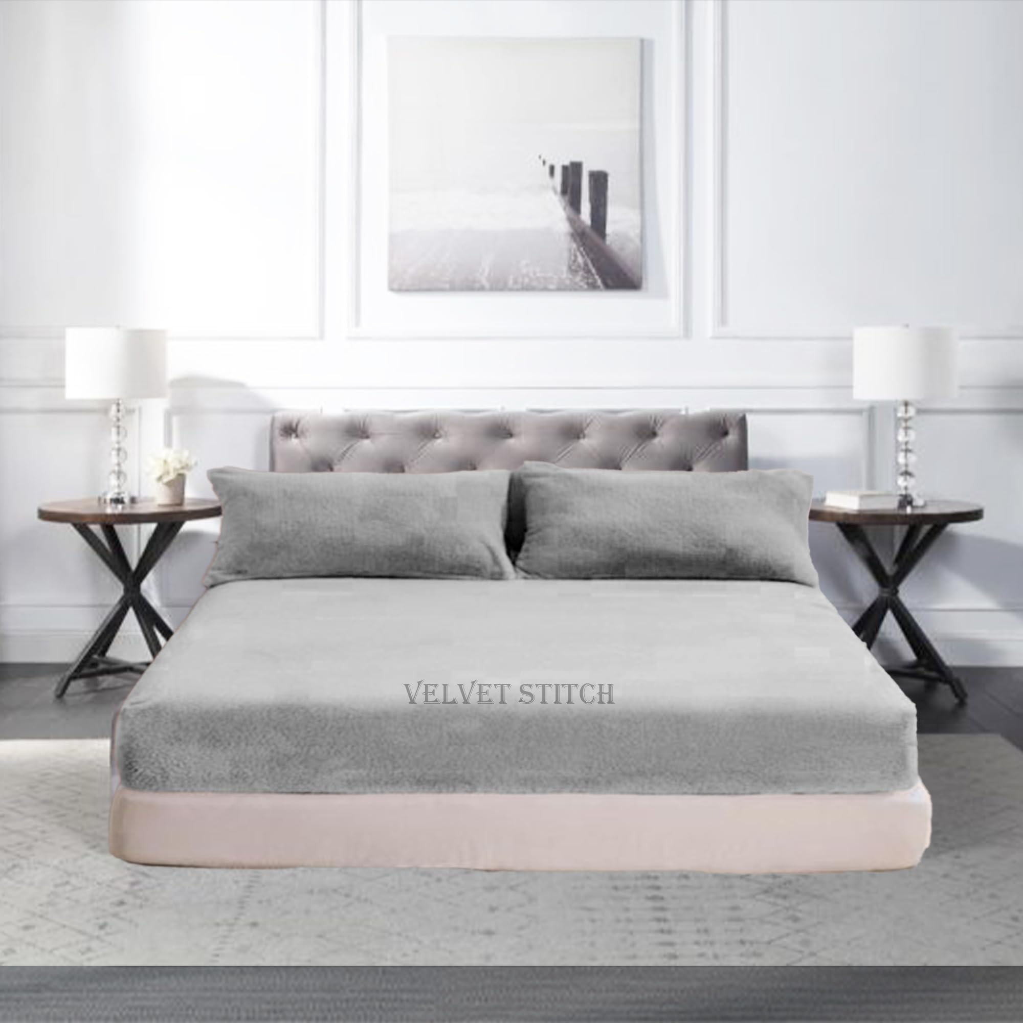 Teddy Fleece Fitted Bed Sheet Thermal Warm Luxury Fluffy Cuddly Cosy Bedding Super Soft Bedsheet (Double, Silver) โ image 1