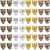 PH PandaHall 4 Colors Leopard Head Beads 100pcs Animal Bracelet Beads Tibetan Style Alloy Bead Loose Metal Spacers for Men Summer Bracelet Necklace Earrings Jewelry Making Keychain, 10x9x7mm