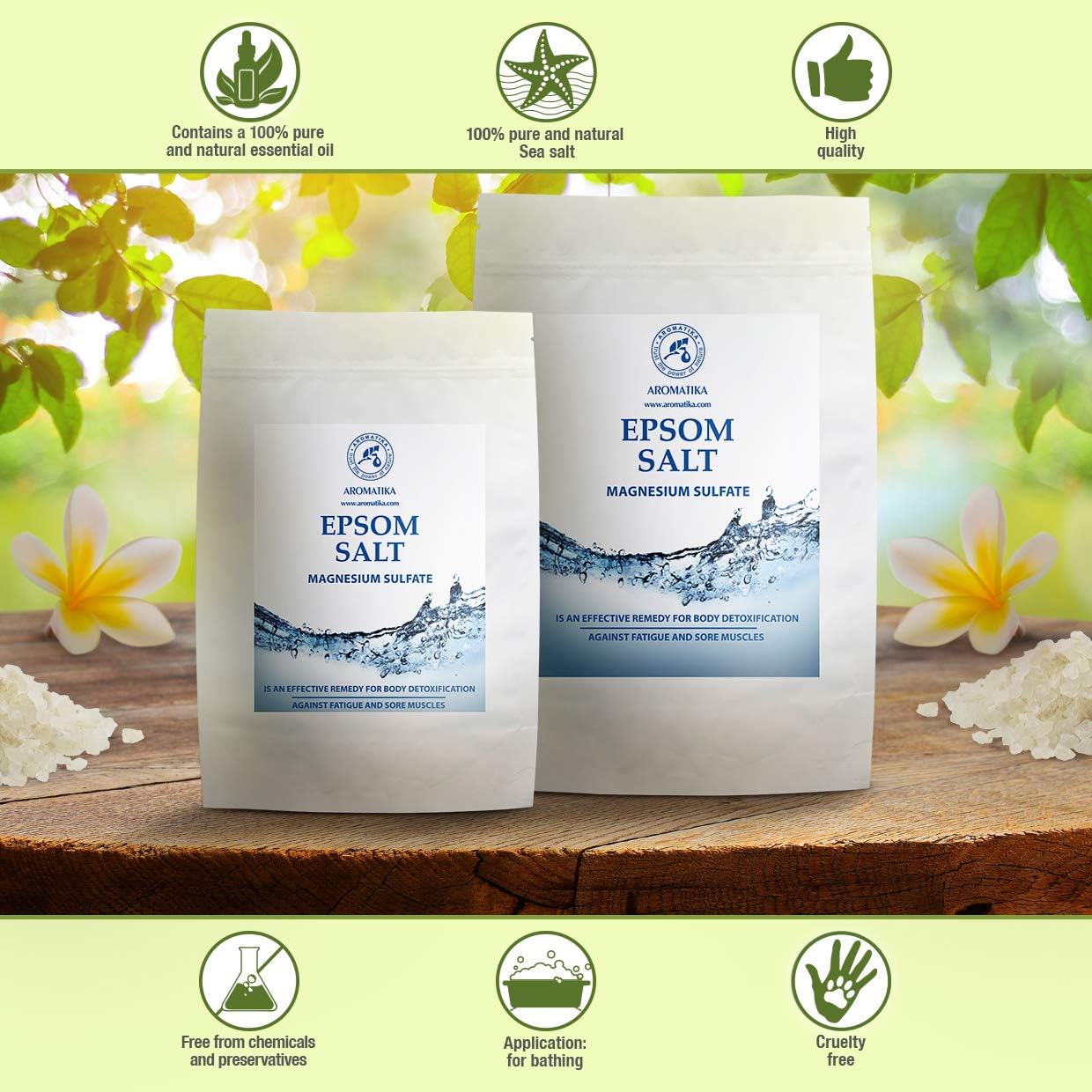 AROMATIKA Epsom Bath Salt Set of 3 (3 x 1kg), 100% Pure Magnesium Sulphate Crystals - Image 3