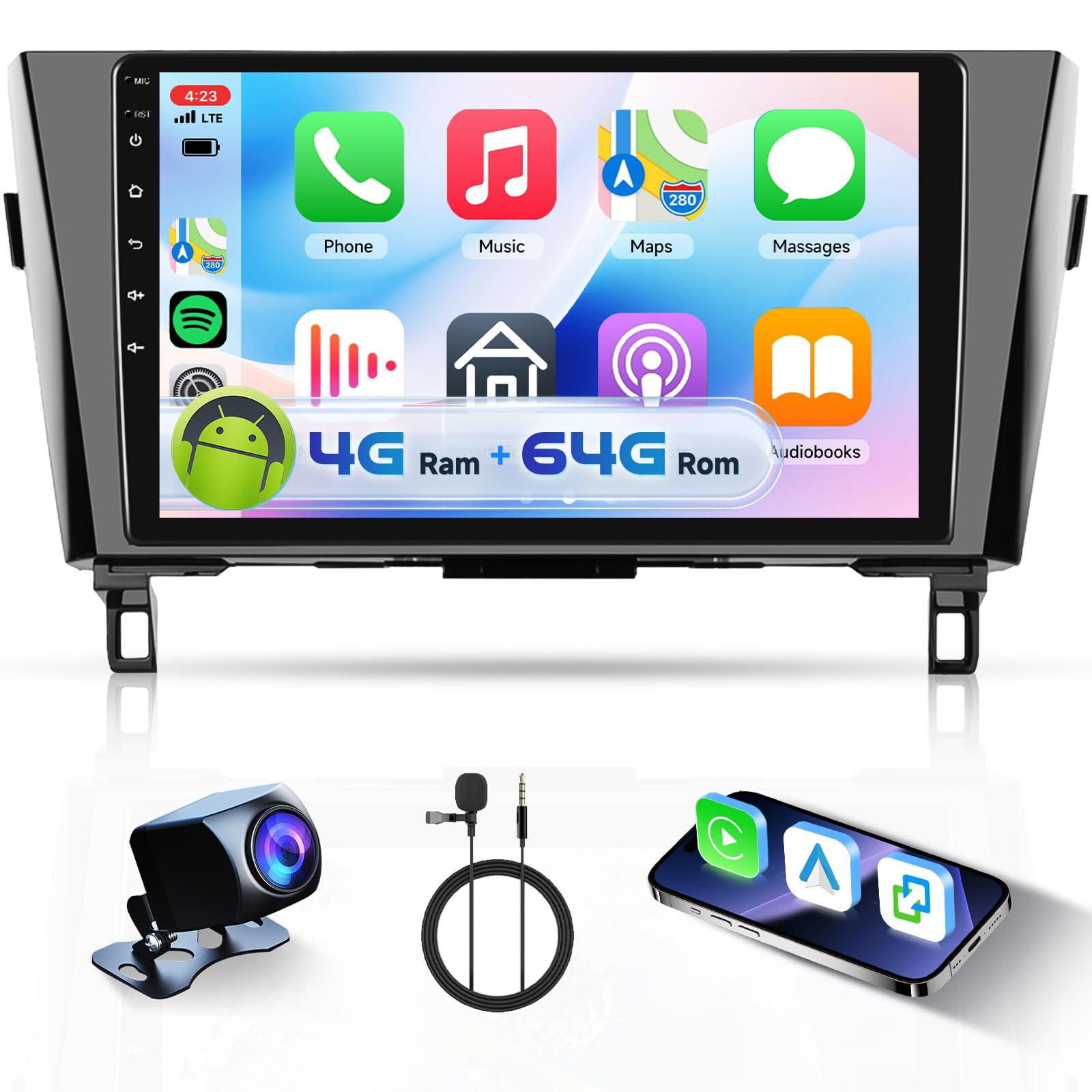 Photo 1 of [4G+64G] Car Radio for Nissan Rogue X-Trail Qashqai 2014-2018 with Bluetooth GPS Wireless Carplay Android Auto, Hodozzy 10.1" Touch Screen Radio with WiFi FM/RDS Radio, DSP/USB/SWC, Camera