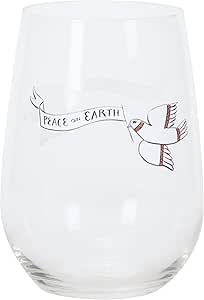C.R. Gibson Dove ''Peace on Earth'' Stemless Wine Glass, 9'' H