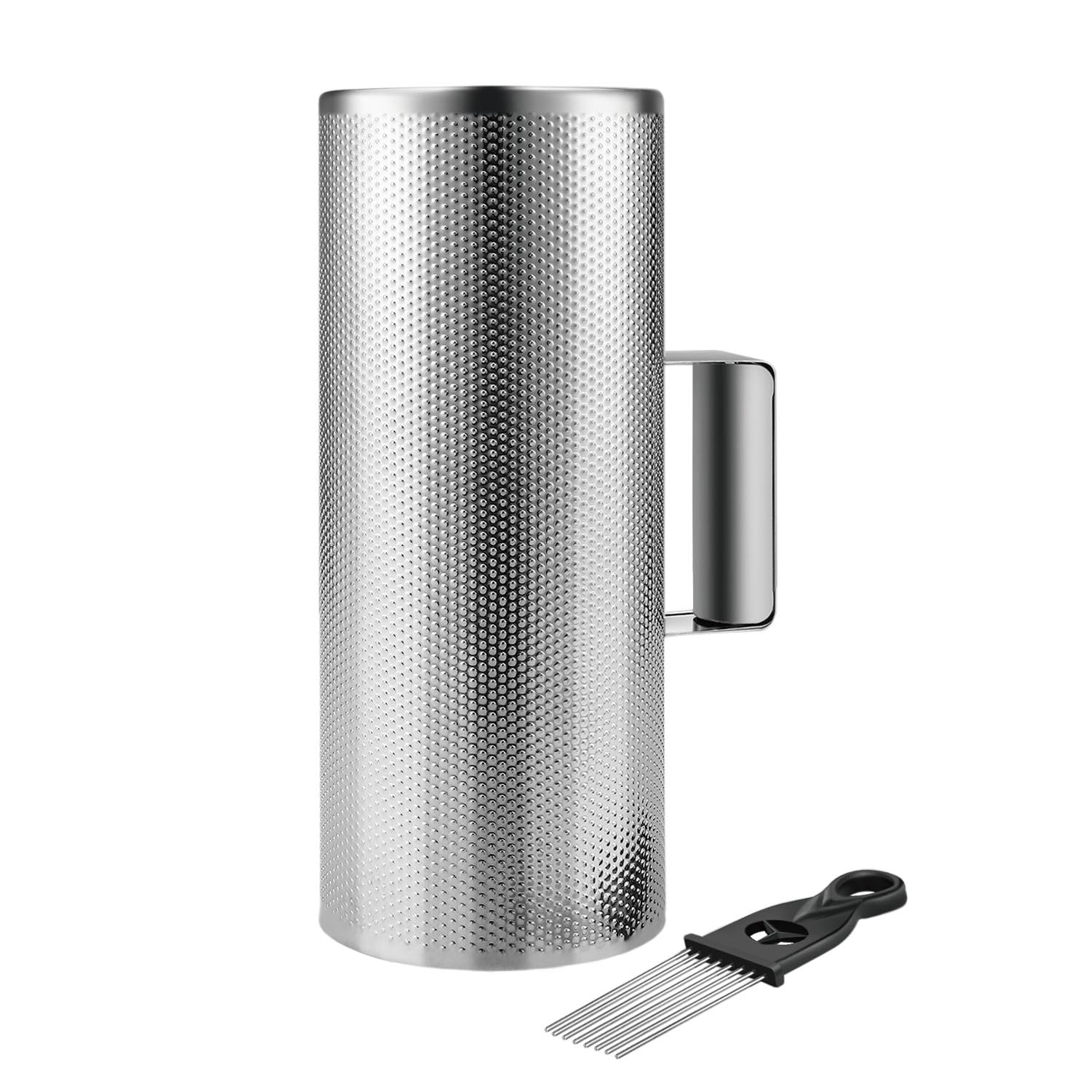 Flexzion Metal Guiro with Scraper Shack 5" x 12" - Merengue Guira Dominicana - Round Cylinder Stainless Steel Hand Musical Instrument Percussion for Jazz Bands, Concerts, and Live Performances