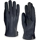 Zjjseloru Mens Clod Weather Gloves Lambskin leather Cashmere Lined