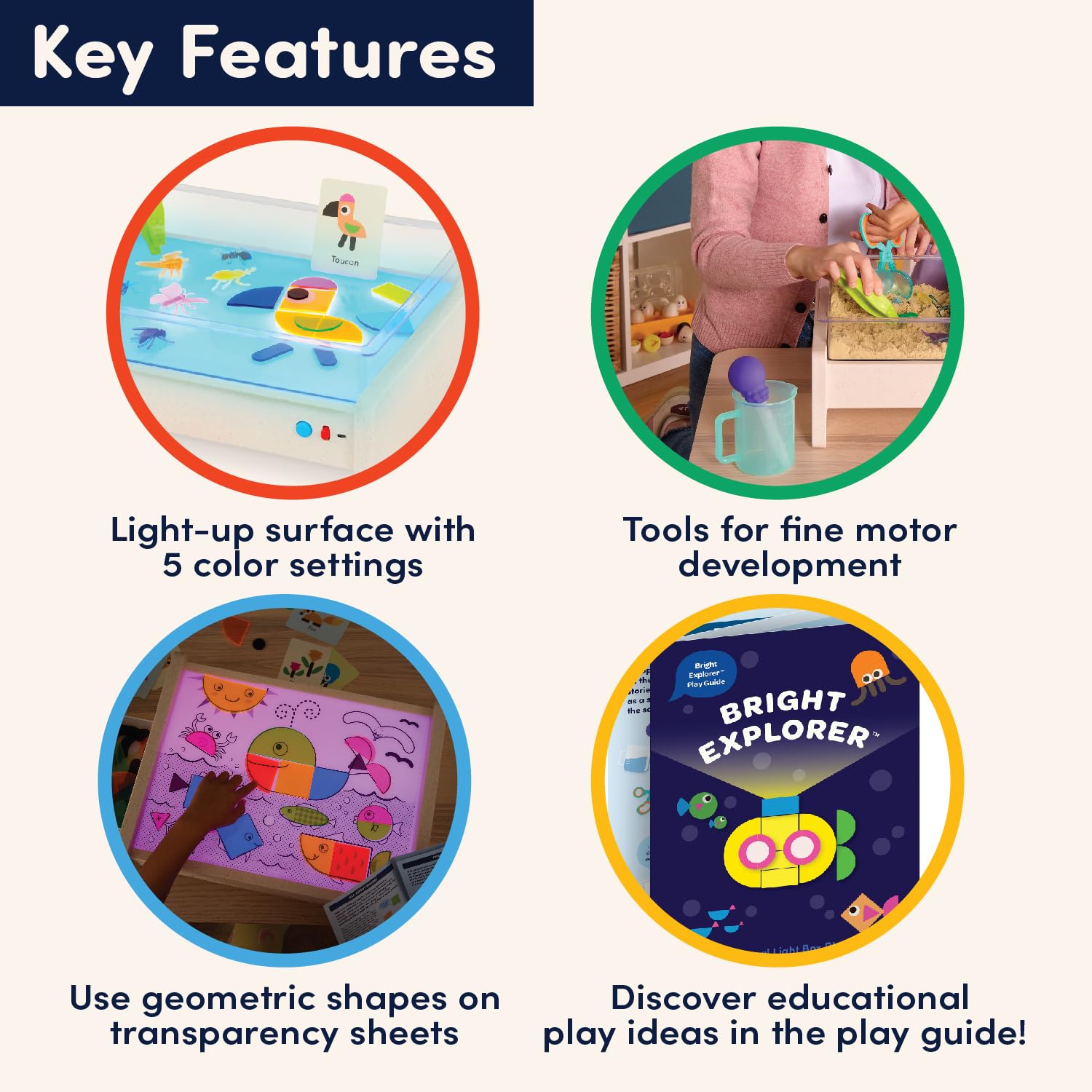 Battat Education Tracing Light Box for Kids – Sensory Light Up Board – Educational Toys for Toddlers – Includes Double – Sided Tracing Cards – Bright Explorer