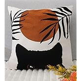 Puresora Embroidery Throw Pillow Covers 18x18-1 Pcs, Decorative Pillow Cases Soft Cushion Case Pillowcase for Chair Sofa Bedroom Living Room Home Decor, Boho Cat
