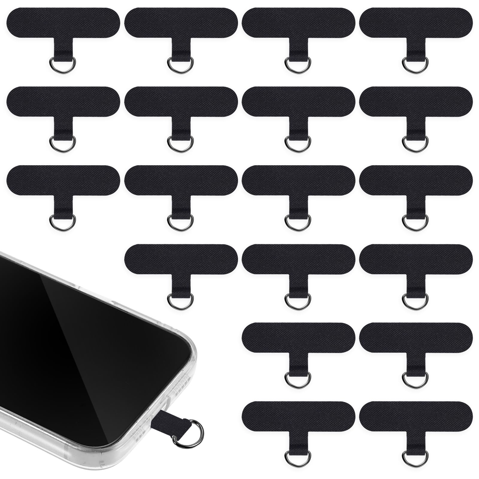 Hpmjz 40 pcs Phone Tether Tabs Universal Phone Lanyard Patches Cellphone Tether Replacement Strap Holder Lanyard Replacement Part for Cell Strap Transparent Compatible Cases