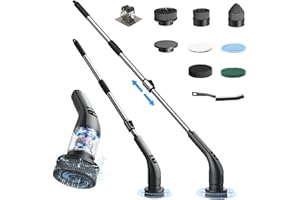 Electric Spin Scrubber, IPX7 Waterproof Shower Cleaning Brush with 7 Replaceable Brush Heads,Adjustable Speed and Extended Ha